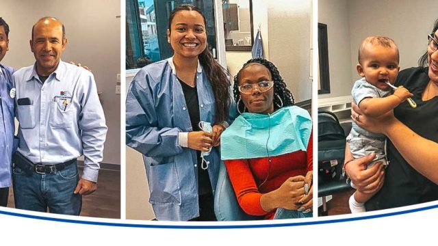 Photos of a dental team