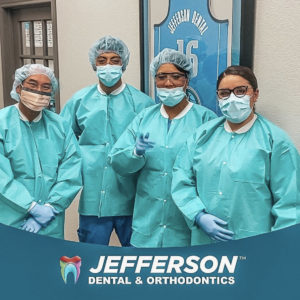 Jefferson Dental team dressed in PPE